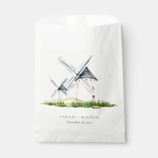 キュート素朴ウォーターカラーウィンドミルファームテーマ結婚ズ フェイバーバッグ (正面)