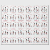 キュート素朴ウォーター色メリークリスマス雪だるま ラッピングペーパー (フラット)