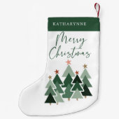 キュート素朴クリスマスツリータイポグラフィ スモールクリスマスストッキング (裏面)