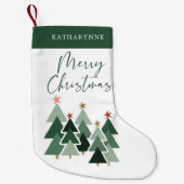 キュート素朴クリスマスツリータイポグラフィ スモールクリスマスストッキング (正面)