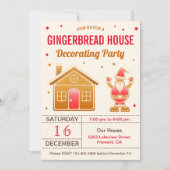 キュート素朴ジンガーブレッ飾ドハウスのパーティー 招待状 (正面)