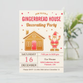 キュート素朴ジンガーブレッ飾ドハウスのパーティー 招待状 (スタンド正面)