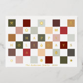 キュート素朴ハッピーホリデーズクリスマスチェッカーボード 箔シーズンカード (正面)