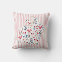 キュート素朴フラワーイースターラビットピンクストライプ色