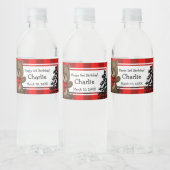 キュート素朴ブラウンベアーバッファロープレイド3回目の誕生日 ペットボトルラベル (ボトル)