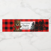 キュート素朴ブラウンベアーバッファロープレイド3回目の誕生日 ペットボトルラベル (シングルラベル)