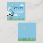 キュート素朴ブルーコウノトリ エンクロージャーカード (正面/裏面)
