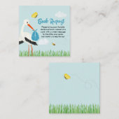 キュート素朴ブルーコウノトリ エンクロージャーカード (正面/裏面)