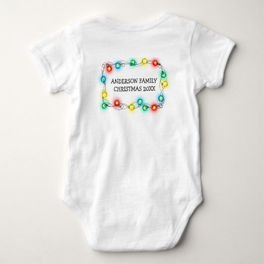 キュート素朴プレイドトナカイ〔雄ジカの〕枝角ディアライト ベビーボディスーツ (裏面)