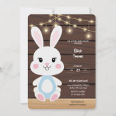キュート素朴ホワイトバニーベビーシャワー招待状 招待状 (正面)