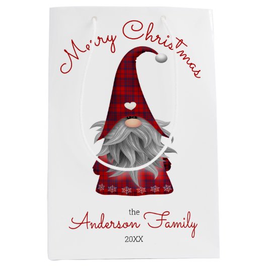 キュート素朴メパーソナライズされたリークリスマス格言 ミディアムペーパーバッグ (正面)
