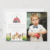 キュート素朴レッドバーンチキンファームフォト誕生日 サンキューカード (正面)