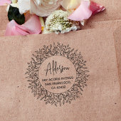 キュート素朴ローレルリーフ円形差出人住所 セルフインキングスタンプ