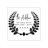 キュート素朴ローレルリーフ円形差出人住所 ラバースタンプ (インプリント)