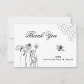 キュート素朴ワイルドフラワービーブライダルシャワーありがとう ノートカード (正面)