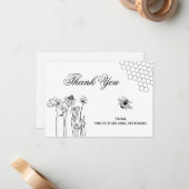 キュート素朴ワイルドフラワービーブライダルシャワーありがとう ノートカード (正面/裏面インサイチュ)