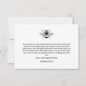 キュート素朴ワイルドフラワービーブライダルシャワーありがとう ノートカード (裏面)