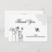 キュート素朴ワイルドフラワービーブライダルシャワーありがとう ノートカード (正面/裏面)