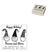 キュート素朴小人ハッピーホリデー差出人住所 ラバースタンプ (押印)