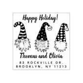 キュート素朴小人ハッピーホリデー差出人住所 ラバースタンプ (インプリント)