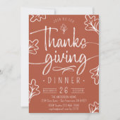 キュート素朴感謝祭ディナースクリプト紅葉 招待状 (正面)