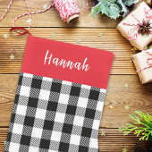 キュート素朴書道シンプル赤バッファローチェック スモールクリスマスストッキング