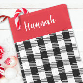 キュート素朴書道シンプル赤バッファローチェック スモールクリスマスストッキング