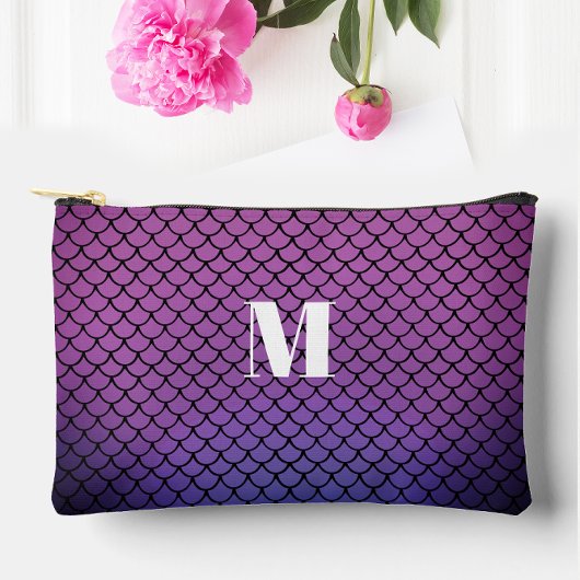キュート紫グラデグラデーションィエントマーメイドモノグラはかりで測ム アクセサリーポーチ