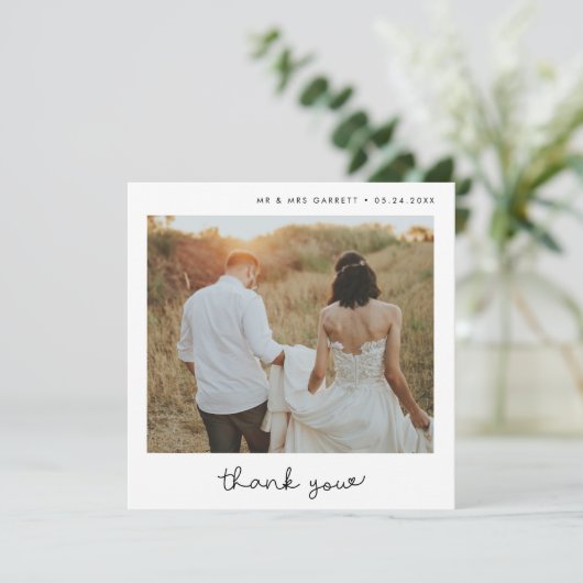 キュート結婚な脚本の四角サンキューカード 案内状 (スタンド正面)