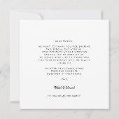 キュート結婚な脚本の四角サンキューカード 案内状 (裏面)