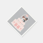 キュート結婚ケーキ新郎新婦ナパーソナライズされたプキンス スタンダードカクテルナプキン (角)