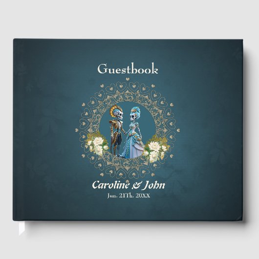 キュート結婚スケルトン夫婦ゴシックスタイル ゲストブック (正面)
