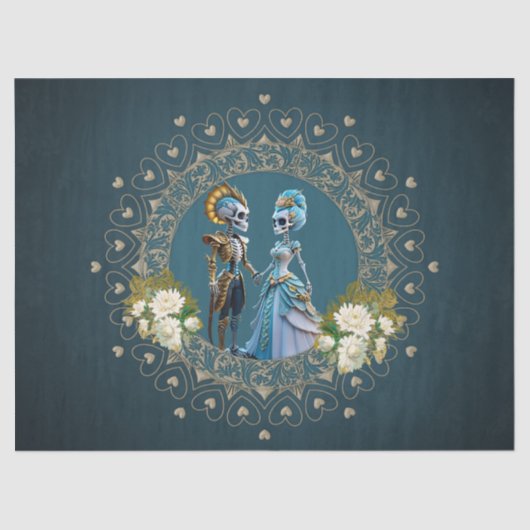 キュート結婚スケルトン夫婦ゴシックスタイル 薄葉紙 (正面)