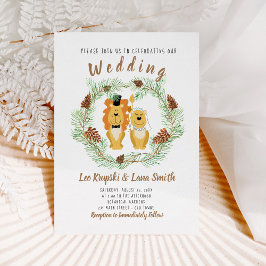 キュート結婚ズカップルライオングルーミング&ブライド招待状 招待状