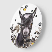 キュート絵を描パイグミーヤギフローラ壁時計 ラージ壁時計 (傾斜)