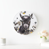キュート絵を描パイグミーヤギフローラ壁時計 ラージ壁時計 (ホーム)
