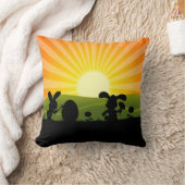 キュート絵画イースターバニー卵 クッション (ブランケット)