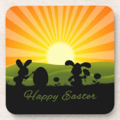 キュート絵画イースターバニー卵 コースター (正面)