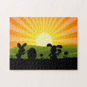 キュート絵画イースターバニー卵 ジグソーパズル (横)