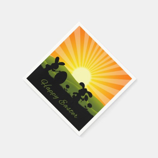 キュート絵画イースターバニー卵 スタンダードカクテルナプキン (角)