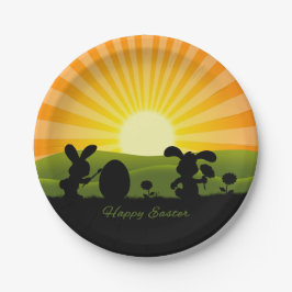 キュート絵画イースターバニー卵 ペーパープレート
