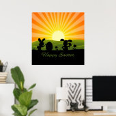 キュート絵画イースターバニー卵 ポスター (ホームオフィス)