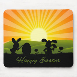 キュート絵画イースターバニー卵 マウスパッド