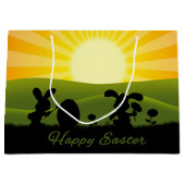 キュート絵画イースターバニー卵 ラージペーパーバッグ (正面)