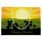 キュート絵画イースターバニー卵 ラージペーパーバッグ (裏面)