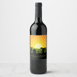 キュート絵画イースターバニー卵 ワインラベル