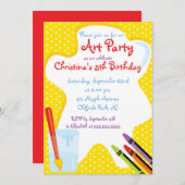 キュート絵画ズアートパーティー誕生日招待状 招待状 (正面/裏面)