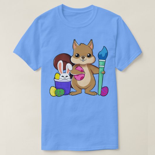 キュート絵画リスの復活卵 Tシャツ (デザイン正面)