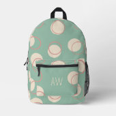 キュート緑の幾何学円モノグラムイニシャル プリントバックパック (正面)