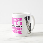 キュート縁どコリー恋人白黒子犬 コーヒーマグカップ (正面右)